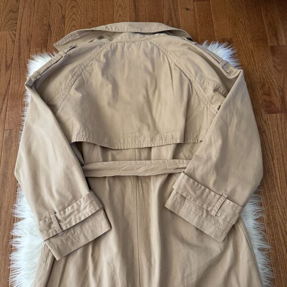 American Eagle Twill Long Trench Coat Women’s Large Belted Beige Jacket Preppy - Picture 16 of 16